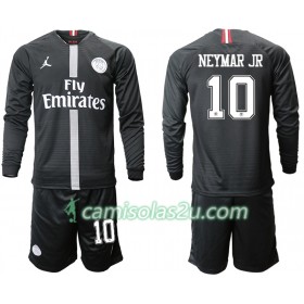 Camisolas de Futebol Paris Saint-Germain NEYMAR JR 10 Jodan Preto Criança Equipamento 3ª 2018/19 Manga Comprida